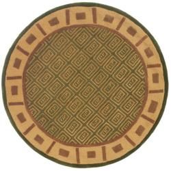 Handmade Passage Green Wool Rug (5' Round) Safavieh Round/Oval/Square