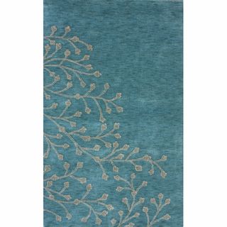 nuLOOM Handmade Floral Blue Wool Rug (5' x 8') Nuloom 5x8   6x9 Rugs