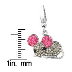 Sterling Silver Pink and Clear Crystal Mouse Charm More Charms