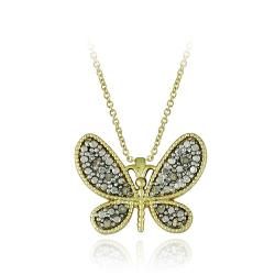 DB Designs 18k Yellow Gold Over Sterling Silver 1/10ct TDW Diamond Butterfly Necklace DB Designs Diamond Necklaces
