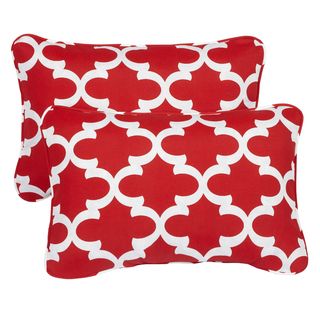 Scalloped Red Corded 13 x 20 inch Indoor/ Outdoor Throw Pillows (Set of 2) Outdoor Cushions & Pillows