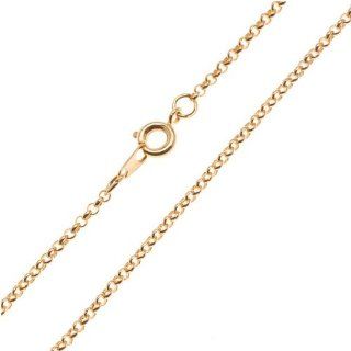 22K Gold Plated Fine Rolo Chain Necklace   2mm Diameter Links 16 Inches Long