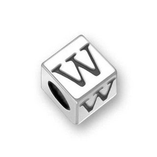 Bling Jewelry 925 Sterling Silver Block Letter W Pugster Pandora Compatible Bead Charms Jewelry