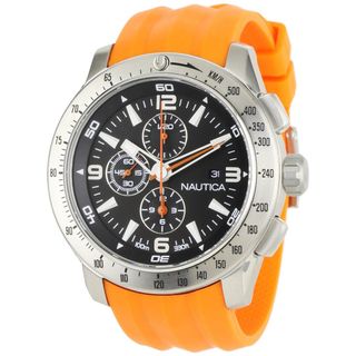 Nautica Men's Orange Strap Steel Chronograph Watch Nautica Men's Nautica Watches