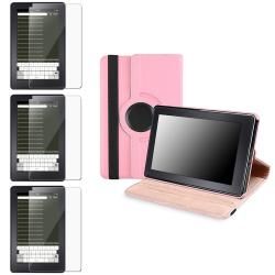 Pink Leather Swivel Case/ Screen Protectors for  Kindle Fire BasAcc Tablet PC Accessories