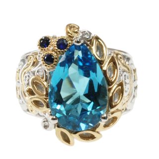 Michael Valitutti Two tone Swiss Blue Topaz and Blue Sapphire Ring Michael Valitutti Gemstone Rings