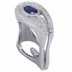 De Buman Sterling Silver Sapphire and White Topaz Accented Ring De Buman Gemstone Rings