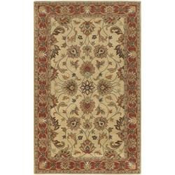 Hand tufted Vault Beige/Red Traditional Border Wool Rug (4' x 6') INSTEN 3x5   4x6 Rugs