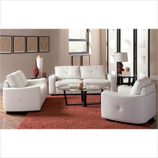 Coaster Jasmine 3 Piece Leather Sofa Set in White   50271X 3Pc PKG