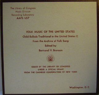 Folk Music of the United States Child Ballads Traditional in the United States (I) From the Archive of American Folk Song. LP Music