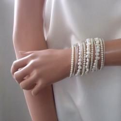 Mystique White Freshwater Pearl Wrap Around Bracelet (Thailand) Bracelets