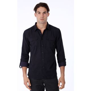 191 Unlimited Mens Slim Fit Solid Black Woven Shirt 191 Unlimited Casual Shirts