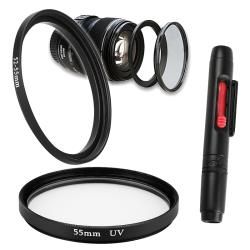 52 55 mm Step up Ring Adapter/ UV Lens Filter/ Cleaning Pen for Sony Eforcity Lenses & Flashes