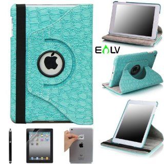 E LV Cover for iPad Mini 2 with Retina Display (7.9 inch Tablet) & iPad Mini (7.9 inch Tablet) 360 Degrees Rotating Stand Leather Smart Case Luxury Crocodile/Tribal Pattern with 1 Screen Protector, 1 Black Stylus and Microfiber Digital Cleaner (With Au