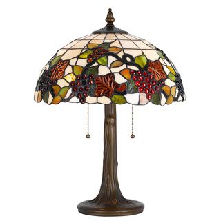 Cal Lighting Tiffany Grapes 2 light Antique Brass Table Lamp Tiffany Style