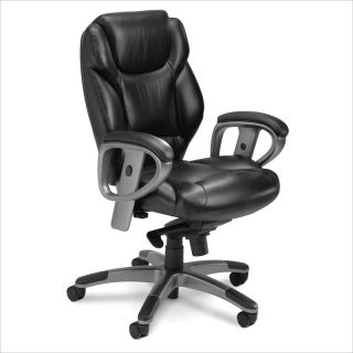 Mayline Ultimo Executive Mid Back Leather Chair in Black   UL330MBLK