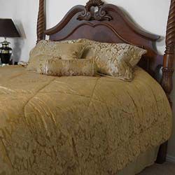 Ysela Gold Floral Crest 7 piece Comforter Set Comforter Sets