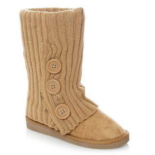 Pineapple Pineapple girls tan ribbed snow boots