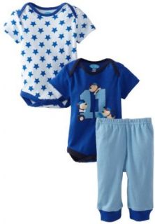 Bon Bebe Baby Boys Newborn 11 Puppy?s 3 Piece Pant Set, Cobalt/Navy/Blue, 6 9 Months Clothing