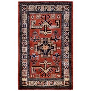 Afghan Hand knotted Kazak Rust/ Ivory Wool Rug (2'7 x 4'3) 3x5   4x6 Rugs