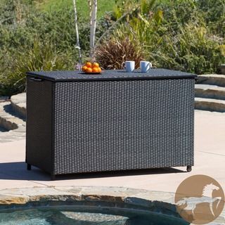 Christopher Knight Home Large Black Wicker Cushion Box Christopher Knight Home Coffee & Side Tables