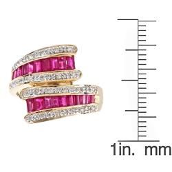 D'Yach 14k Yellow Gold Thai Ruby and 1/6ct TDW Diamond Bypass Ring (G H, I1 I2) D'Yach Gemstone Rings