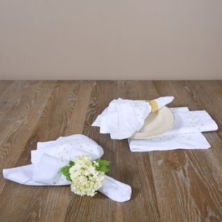 Embroidered and Hemstitched Napkins (Set of 4) Table Linens