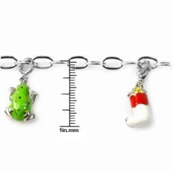 De Buman Sterling Silver Enamel Frog and Gourd Charm Bracelet De Buman Charm Bracelets