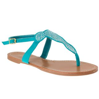 Riverberry Women's 'Morris' Sparkling Detail Turquoise Microsuede Sandals Sandals