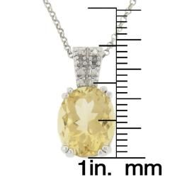 Dolce Giavonna Sterling Silver Citrine and Diamond Accent Oval Necklace Dolce Giavonna Gemstone Necklaces