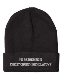 Fastasticdeal I'd Rather Be in Christ Church Nicholatown Saint Kitts And Nevis City Embroidered Beanie Cap Clothing