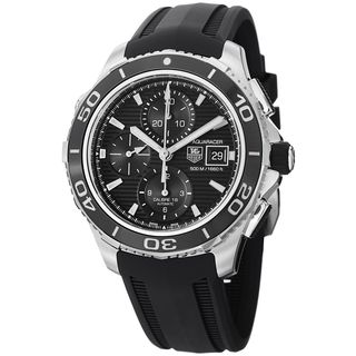 Tag Heuer Men's CAK2110.FT8019 'Aquaracer500' Black Dial Black Rubber Strap Watch Tag Heuer Men's Tag Heuer Watches