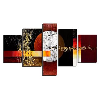 'Abstract Geo Painting' 5 piece Hand Painted Canvas Art DESIGN ART Canvas