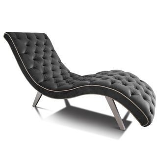 Decenni Tobias Grey Velvet Hollywood Tufted Chaise Lounge Chairs & Recliners
