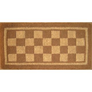 Beige Checkerboard 18x47 Extra thick Coconut Fiber Door Mat Door Mats