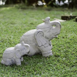 Volcanic Ash Royal Elephant Sculpture (Indonesia) Garden Accents