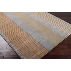 Hand tufted Contemporary Grey/Green Striped Caraballo New Zealand Wool Abstract Rug (8' x 11') Surya 7x9   10x14 Rugs