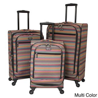 Chevron 3 piece Expandable Spinner Upright Polyester Luggage Set Three piece Sets