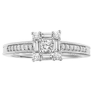 Cambridge Sterling Silver 3/8ct TDW Baguette Diamond Promise Ring Cambridge Diamond Rings
