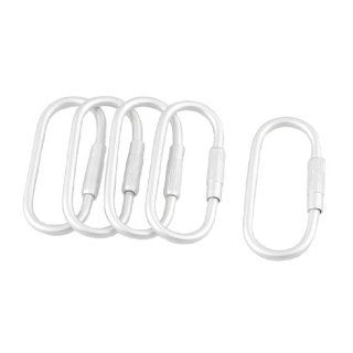 Aluminum Alloy Silver Tone Screw Nut Gate Lock Carabiner Hook 5 Pcs  Sports Related Key Chains  Sports & Outdoors