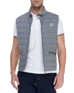 Mens Gerard Cotton Puffer Vest, Gray   Moncler   Gray (X LARGE/6)