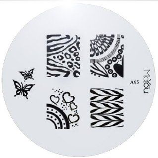 MoYou Nail Art Image Plate A95 including 7 nailart designs on metal stencil, easy to apply, amazing results, accessories for women  Nail Art Equipment  Beauty