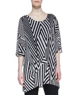Womens Divided Lines Knit Tunic   Caroline Rose   Black/White (X SMALL (4/6))