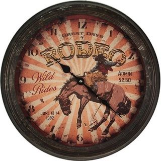 Rivers Edge 15 Rusty Metal Clock   Rodeo Horse