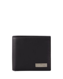 Mens Leather Logo Wallet, Black   Valentino   Black