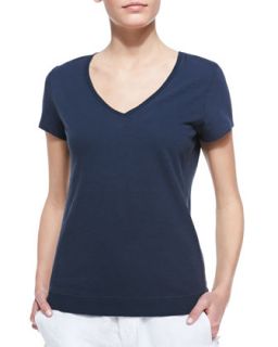 Womens Cotton Short Sleeve V Neck Tee Shirt   Vince   Coastal (X SMALL)