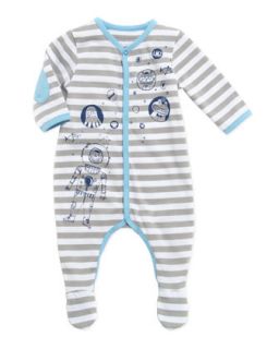 Baby Boys Striped Footie, Gray, 3 18 Months   Little Marc Jacobs