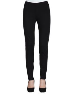 Ponte Skinny Leather Panel Pants   Eileen Fisher