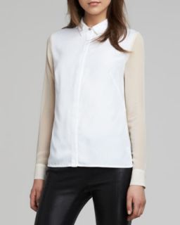 Womens Harriet Two Tone Blouse   J Brand Ready to Wear   White/Marble (SMALL/2 