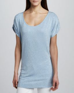 Womens Studded Scoop Neck Tunic   Grayse   Blue (SMALL)